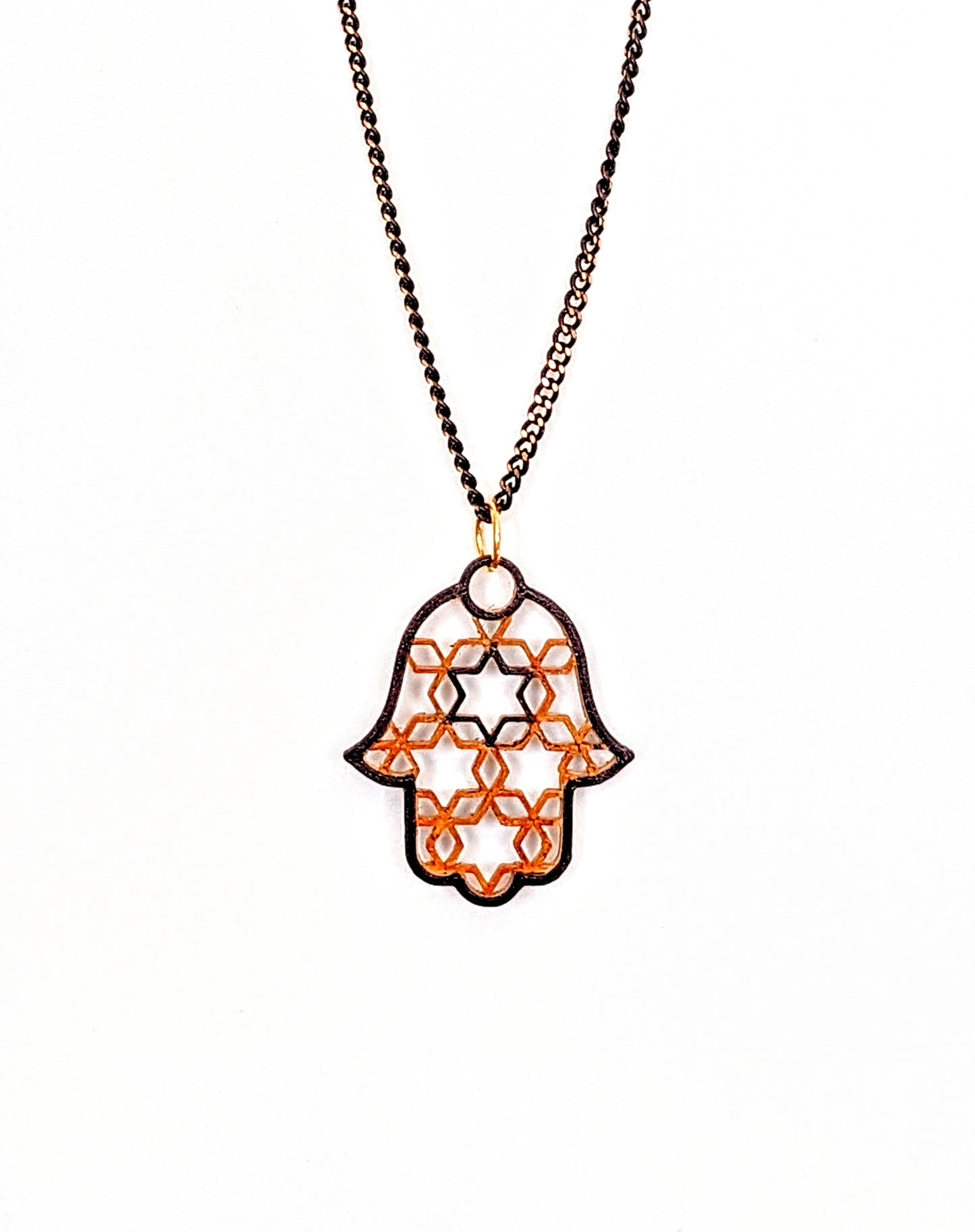 Ari - Judaic Web Necklace in Black & Golden Oak
