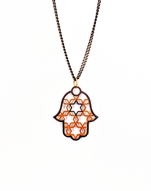 Ari - Judaic Web Necklace in Black & Golden Oak
