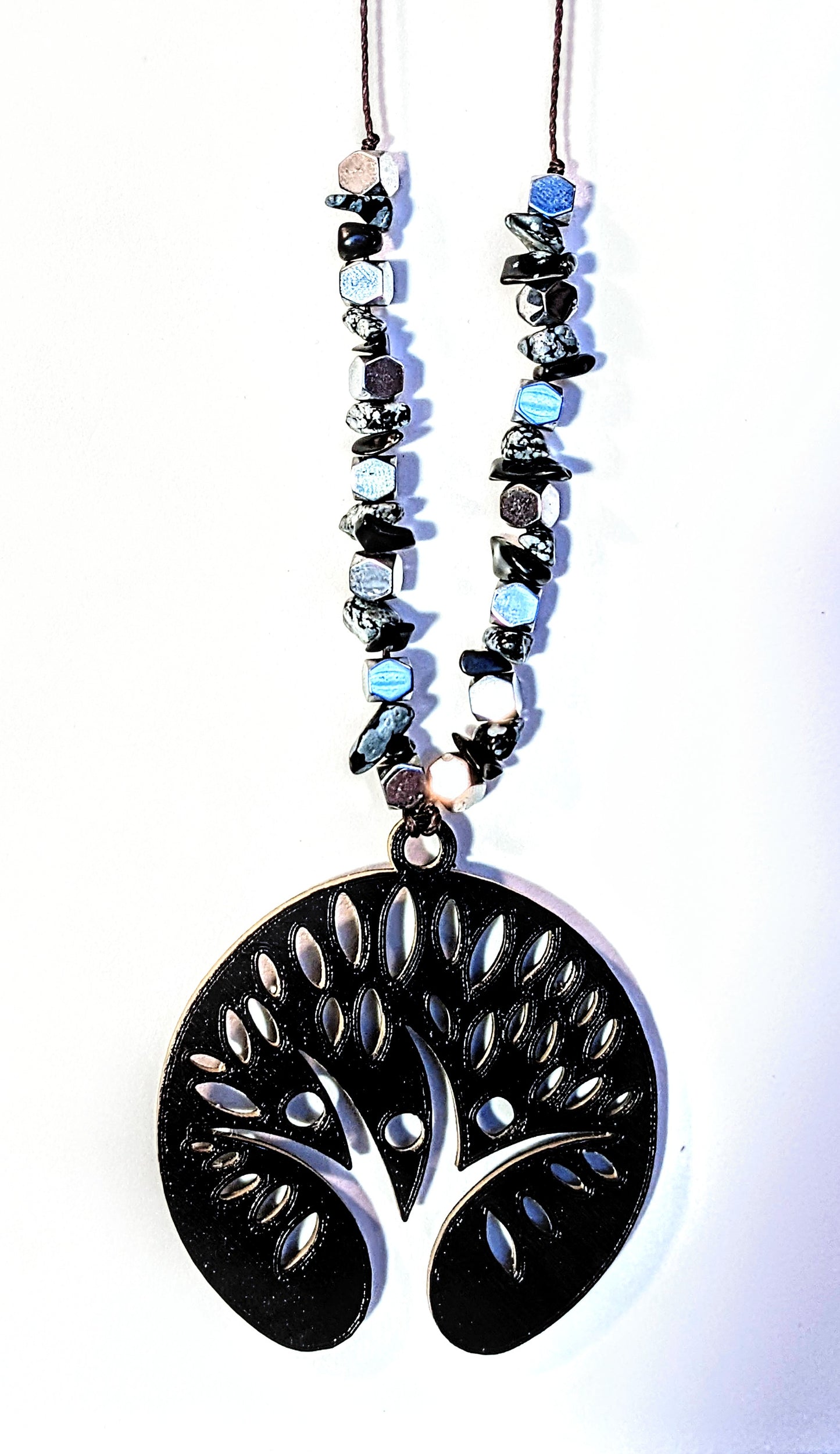 Tree of Life - Humanity - Snowflake Jasper w/ Hematitie Cubes